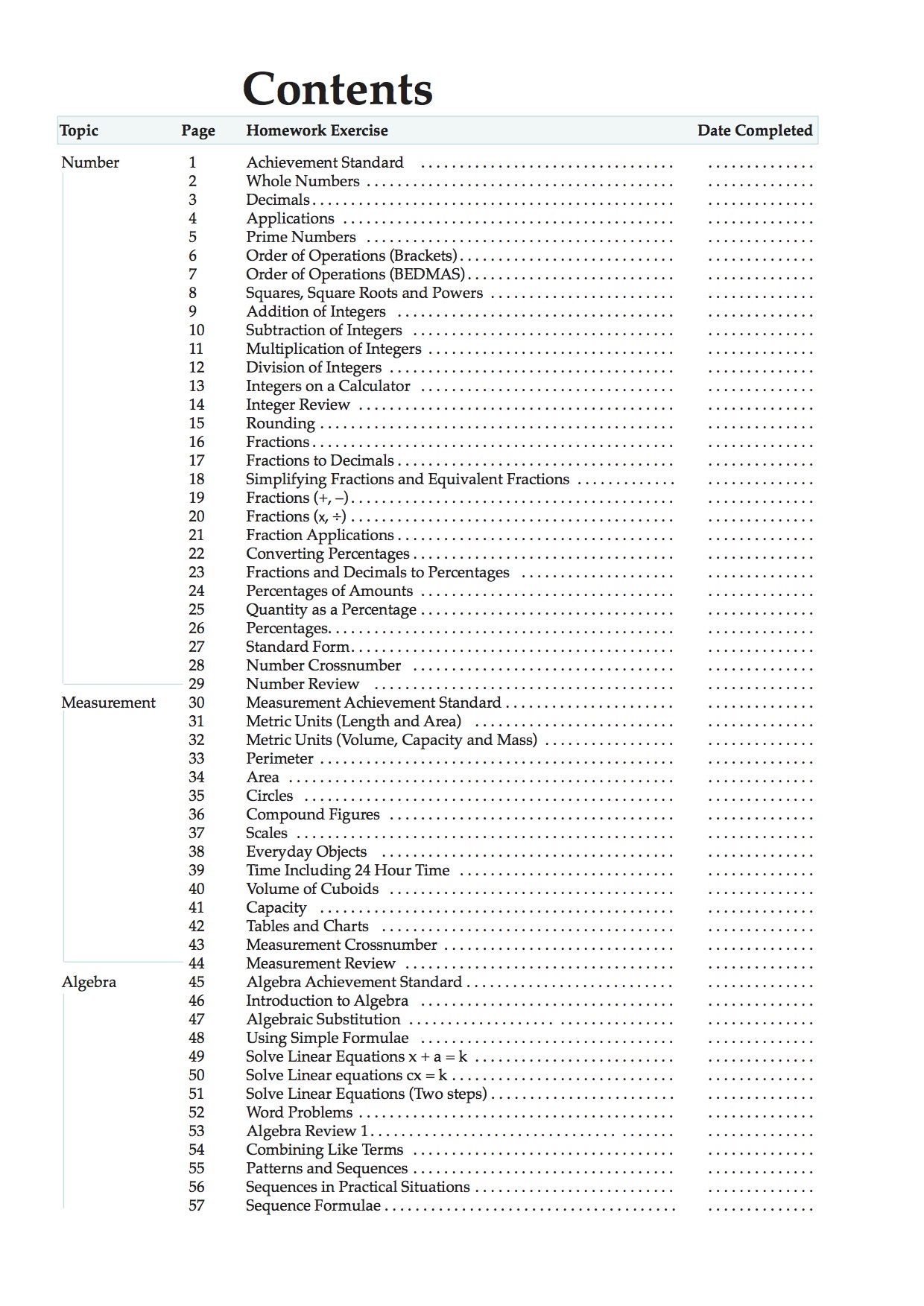 Mathematics Homework Book Level 3/4