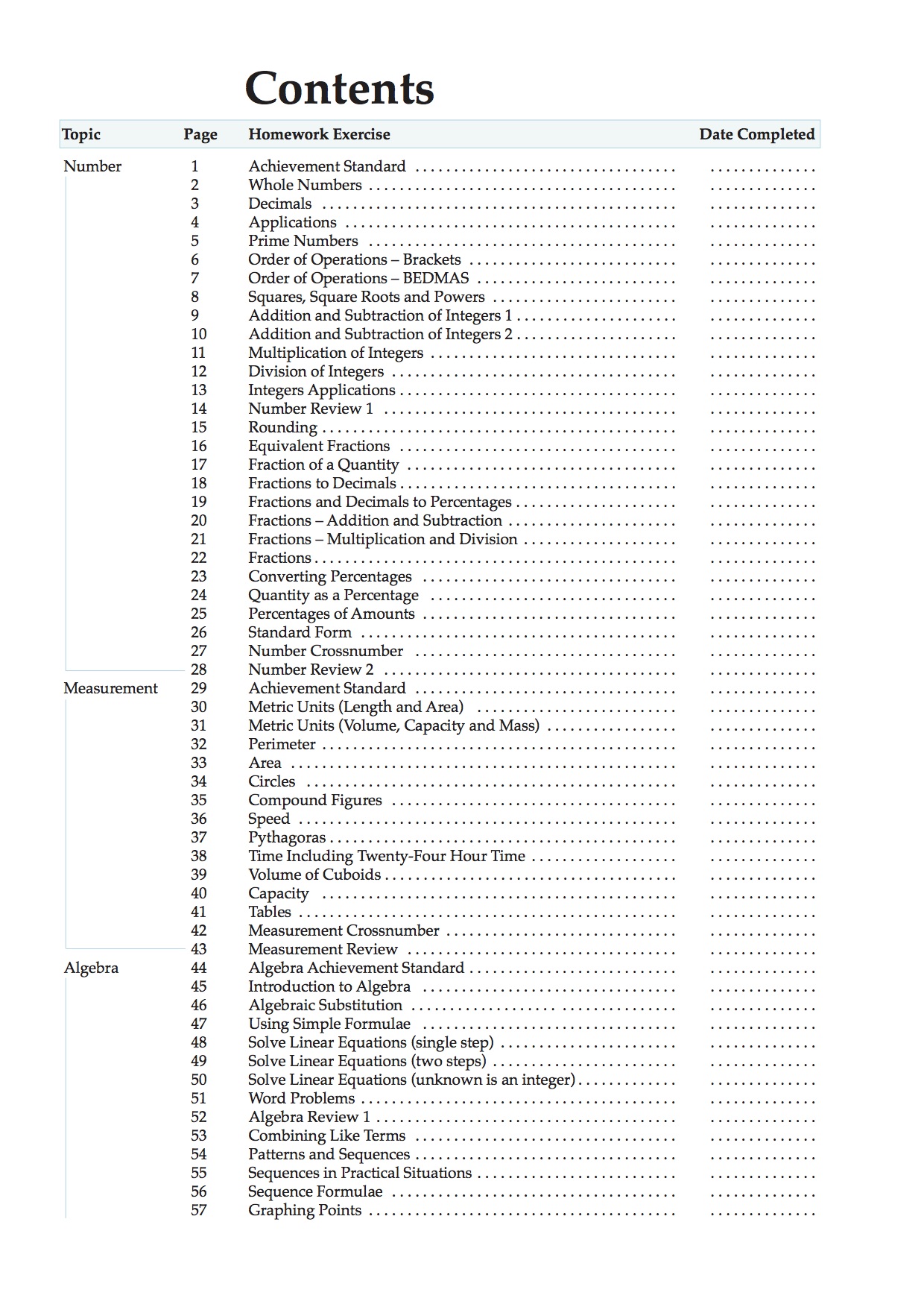 Mathematics Homework Book Level 4