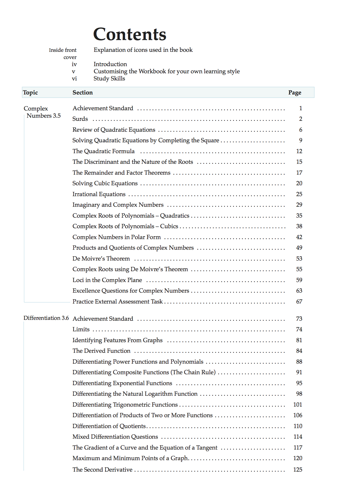 Year 13 EAS Calculus Workbook